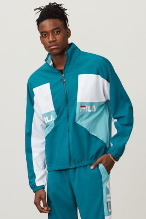 FILA Obasi Wind Jackets White / Turquoise,Mens Clothing | CA.KWYDOS873